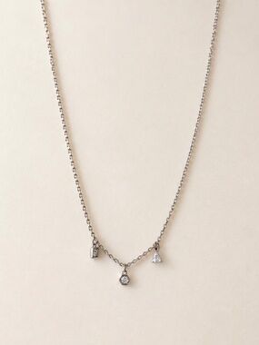 Swarovski Silver Tone Geometric Drop Pendant Necklace
